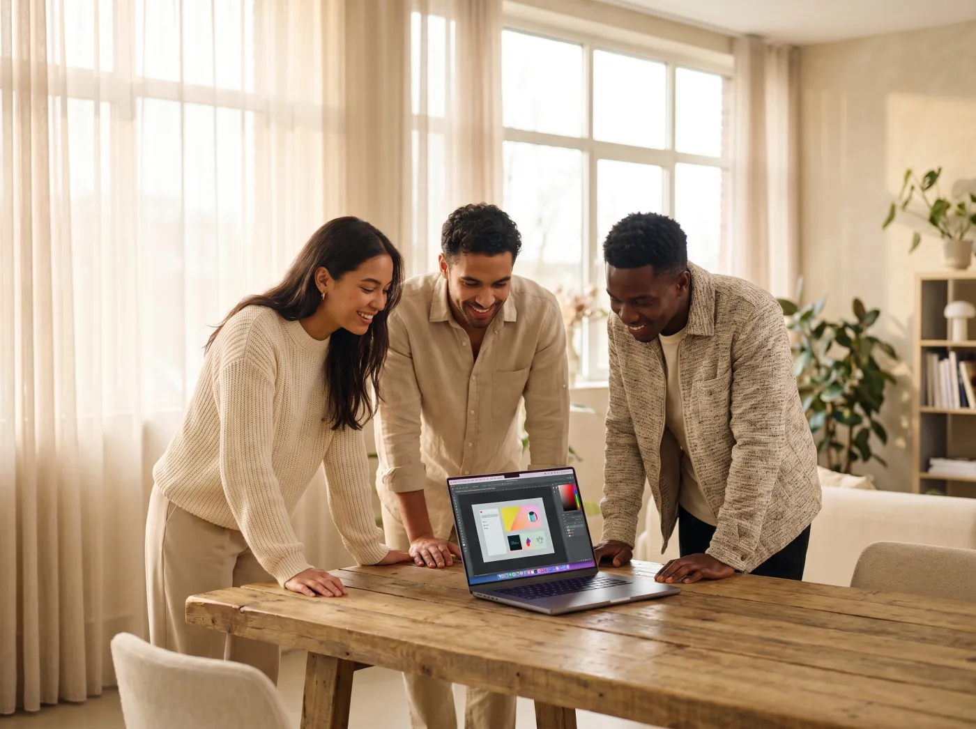 Starship Team bei der Zusammenarbeit am Laptop